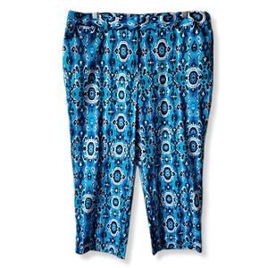 Jones New York Women Cropped Pant 14 Stretch Twill Ikat Colorful Career Workwear
